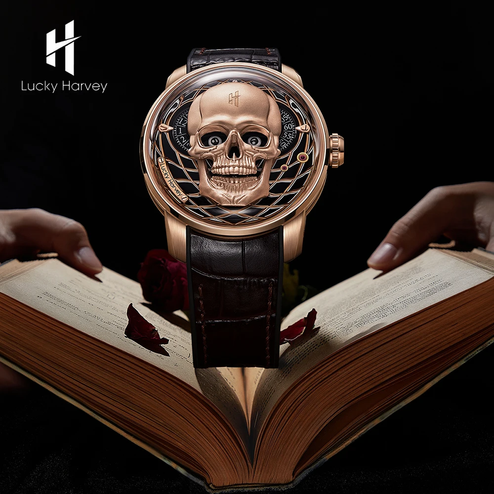 Механические автоматические часы с 3d-циферблатом и черепом | AliExpress