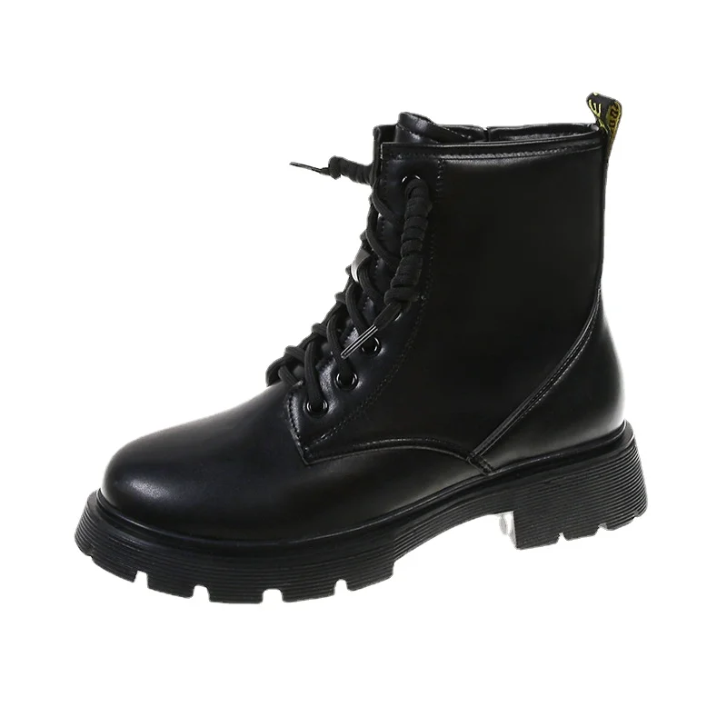 

Женские удобные ботинки, новинка, весна-осень, модные ботинки Dr. Martens, однотонные ботинки на шнуровке, белые ботинки для женщин