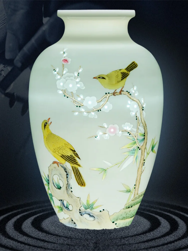 

Rushed Jingdezhen Ceramics Hand-Painted Vase Flower Arrangement Chinese Living Room Home Gift Curio Ornaments Wedding Shelf