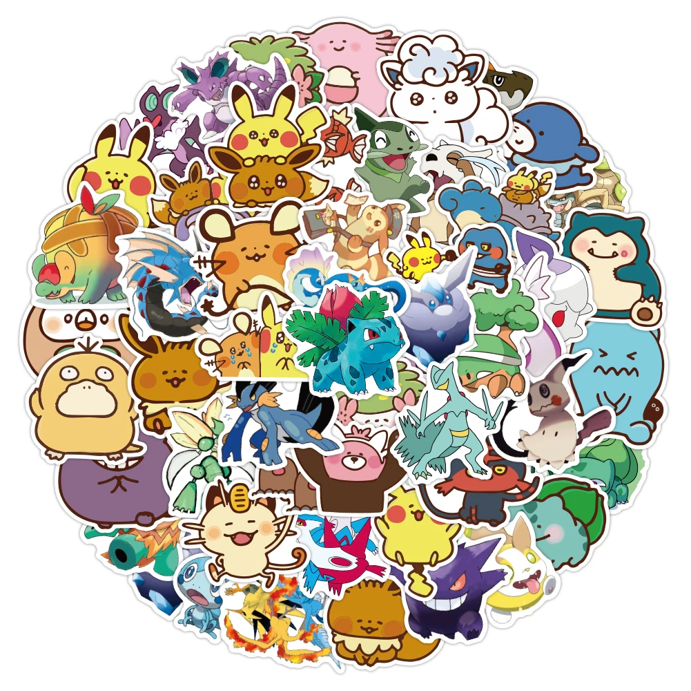 

10/30/50PCS Funny Pokemon Anime Stickers DIY Skateboard Fridge Guitar Laptop Motorcycle Travel Cartoon Decal Cute Sticker Toy