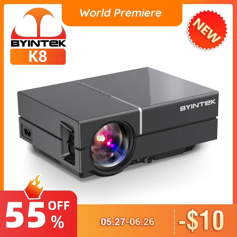 

BYINTEK K8 Mini LED HD Portable 1080P 150inch Home Theater Digital LCD Video Projector for 3D 4K