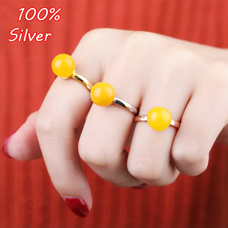 

925 Sterling Silver Color Rings Setting With 8MM-13MM Cabochon Base for Women Handmade Jewelry Setting Ring Blank Nice Gift