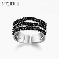 gems beauty 925 sterling silver open adjustable rings nano black pave handmade statement ring for women fine jewelry