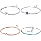 Женский браслет из серебра 100% пробы, с подвеской в виде Розы