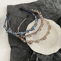 rhinestones baroque headband gorgeous bling party hair jewelry wavy pearl thin hairband shiny luxury hair accessories