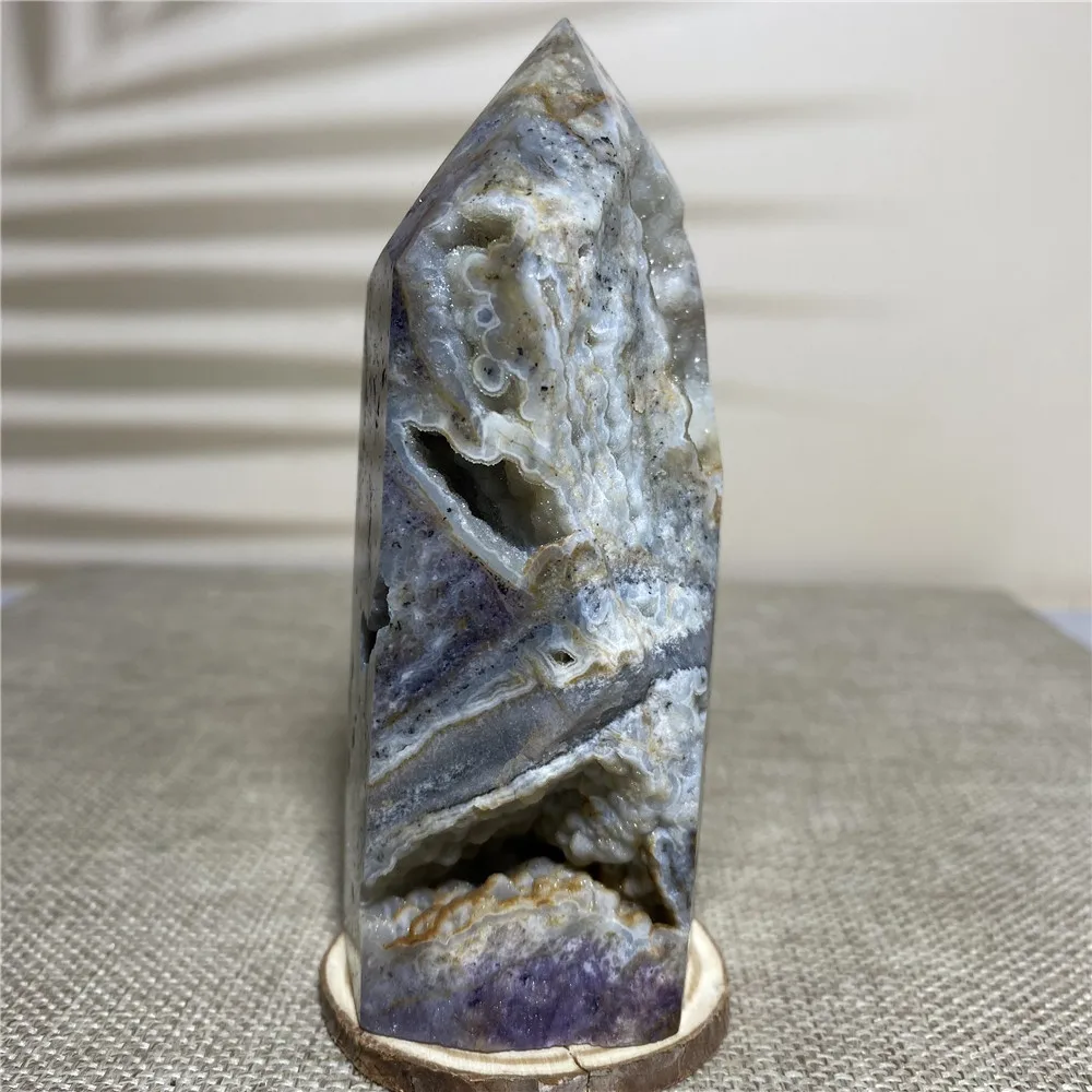 

Natural Purple Sphalerite Tower Geode Druzy Quartz Crystal Mineral Specimen Column Wicca Reiki Healing Wand Ornament Home Decor