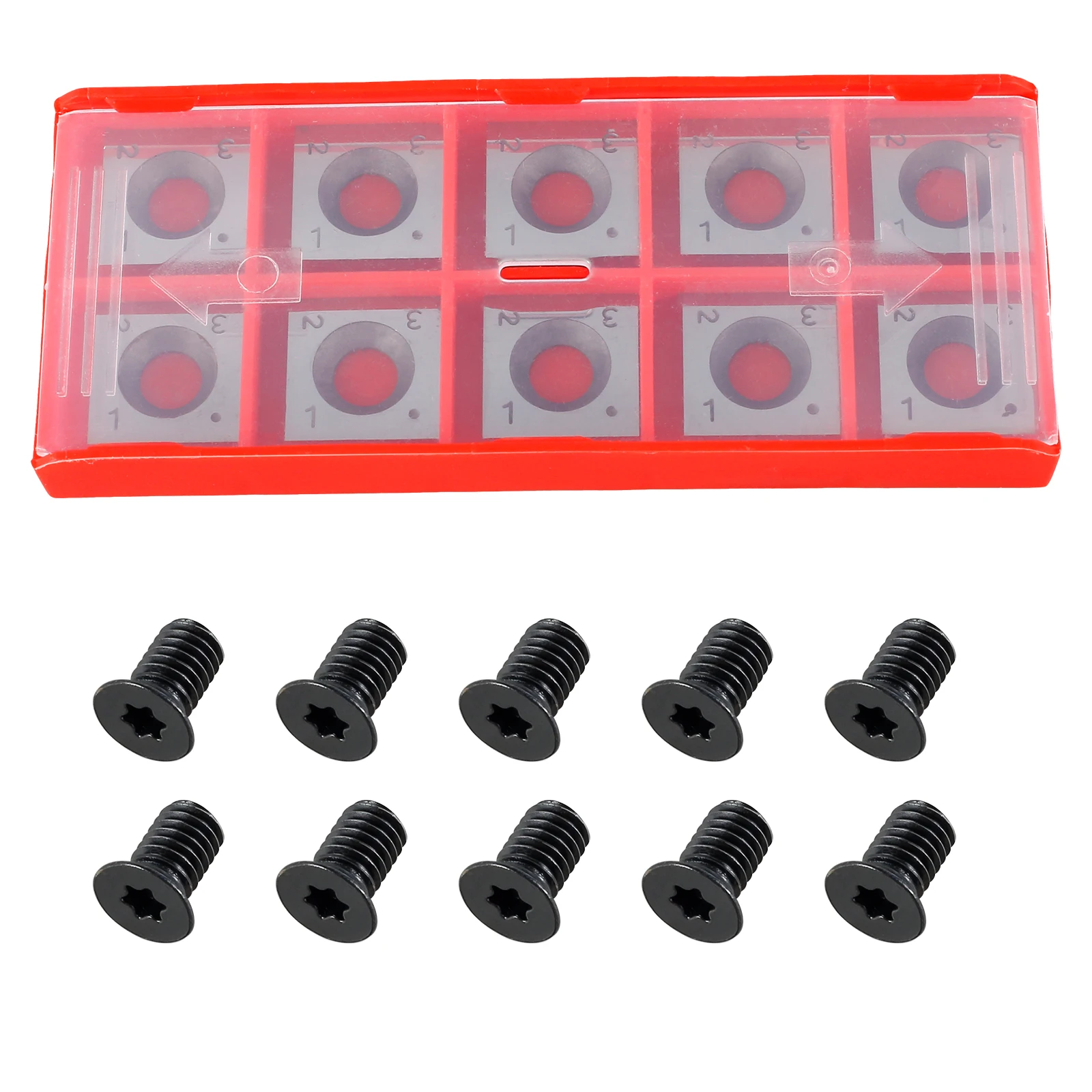 

10Pcs Tungsten Carbide Cutter Insert Set Standard Sharp Square Straight Carbide Cutter Set with 10 Screws with 4 Cutting Edge