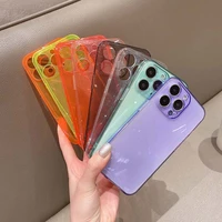 transparent glitter crystal neon fluorescent phone case for iphone 13 12 11 pro max xs se2022 xr x 7 8 plus soft silicone cover
