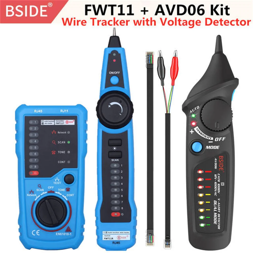 

BSIDE FWT11 High Quality RJ11 RJ45 Cat5 Cat6 Telephone Wire Tracker Tracer Toner Ethernet LAN Network Cable tester Line Finder