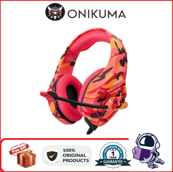

Onikuma K1B камуфляжная игровая гарнитура с микрофоном и шумоподавлением Игровые наушники со светодиодсветильник кой для планшетов