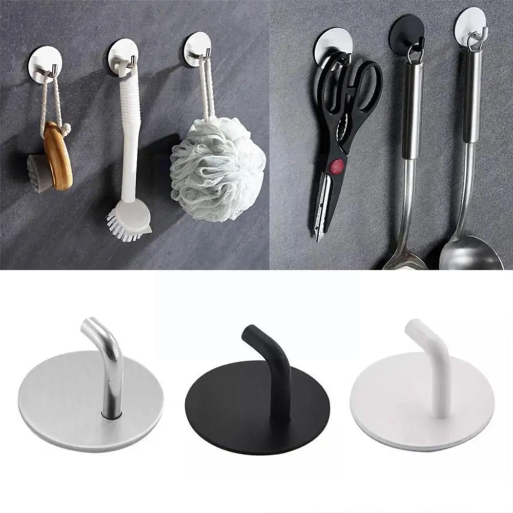 

Steel Hook Wall-mounted Self-adhesive Hangers Shower Hooks Heavy Duty Hooks Towel Clothes Rack For Kitchen Bathroom Z0l3