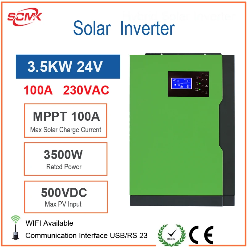 

Инвертор солнечной энергии с контроллером PV, инвертор от сети 3500 Вт, В переменного тока, 24 В для домашней жизни