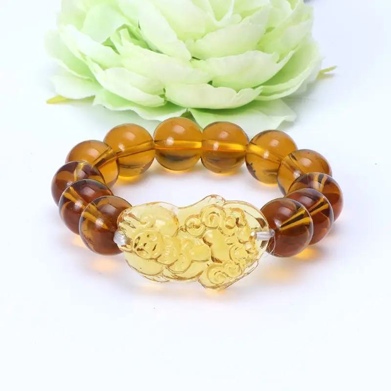 

Feng Shui Citrine Gem Stone Wealth Pi Xiu Bracelet Attract Wealth and Good Luck