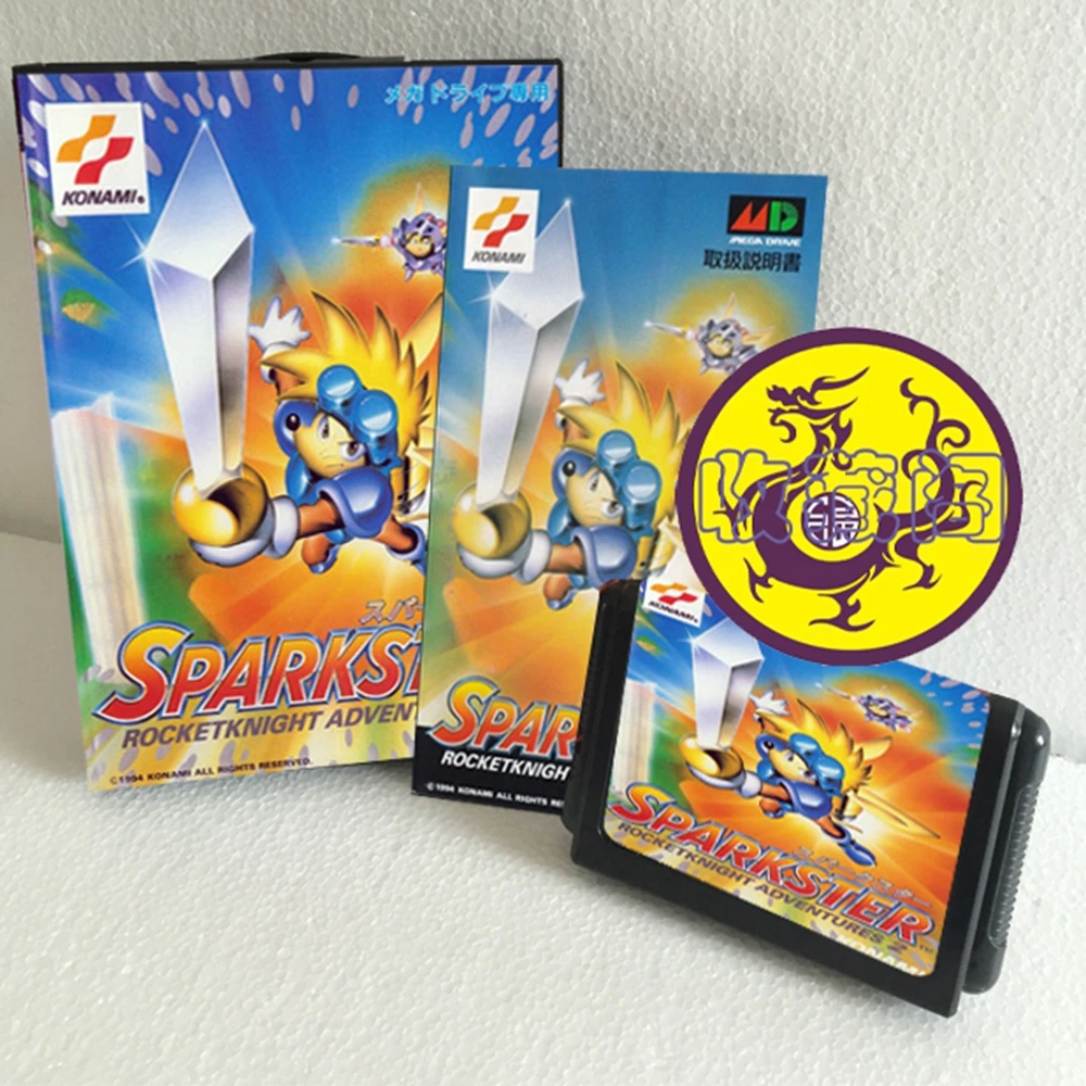 

Sparkster With Box And JAP Manual 16bit MD Game Card For Sega Mega Drive For Genesis