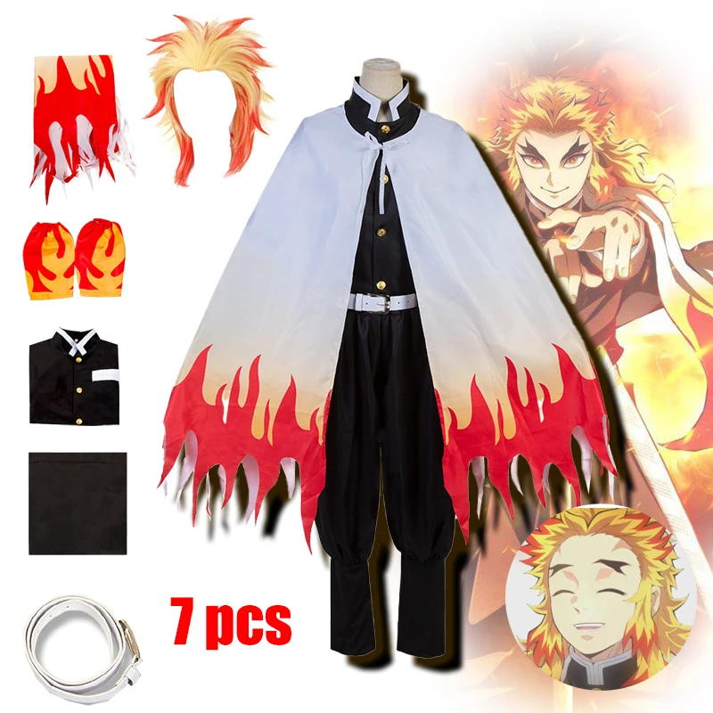 Rengoku Kyoujurou Cosplay Anime Demon Slayer Kimetsu No Yaiba Costume Outfit Uniforms Wig |
