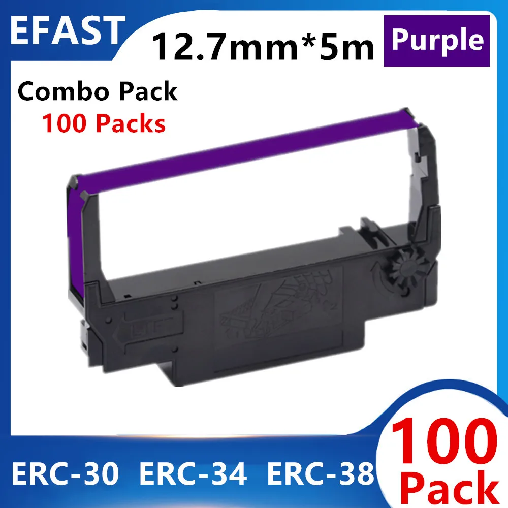 30~100Packs ERC-30 ERC 30 34 38 Purple Compatible with Ribbon Cartridge For Epson M119 M119B M133A M270 M17-JB TM-U325 TM-U370