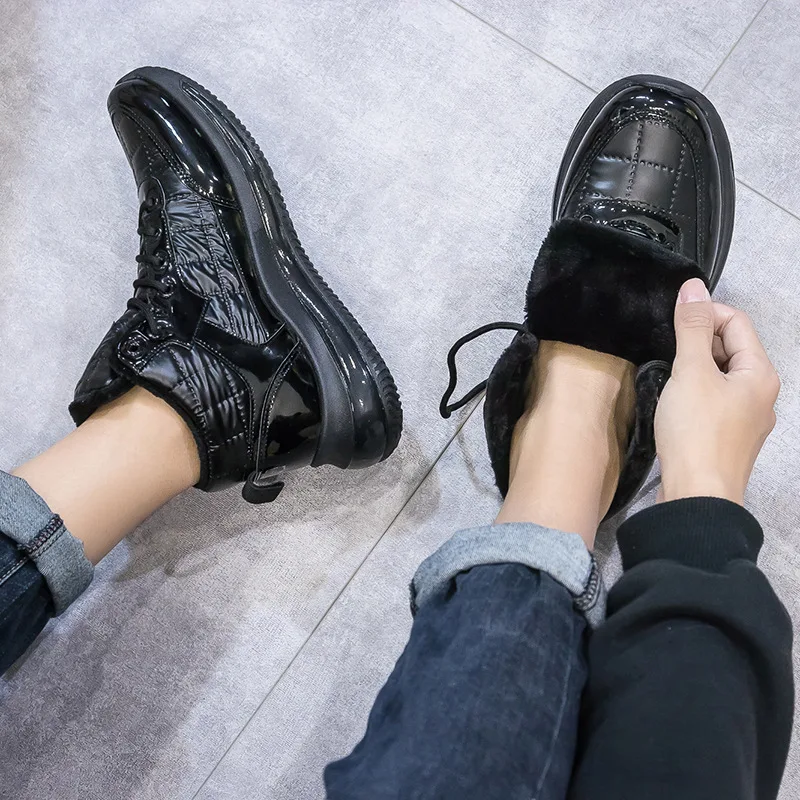 Winter Plus Velvet Unisex Walking Shoes Warm All-match Non-slip Casual Couple Sports Shoes High-top Down Cloth Outdoor Men Shoes