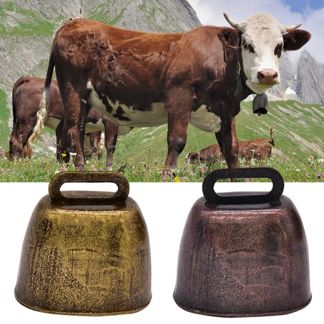 

1pc Vintage Grazing Bell Cow Horse Sheep Grazing Metal Bells Home Pet Farm Copper Loud Crisp Ring 35x34.6x24mm