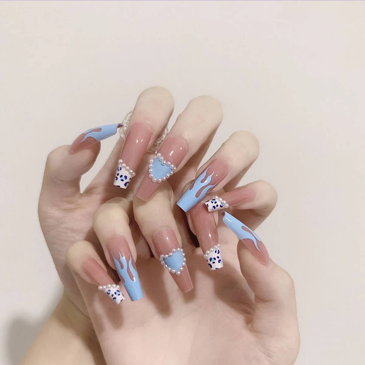 

Hot Girl Blue Flame Manicure Stickers Fake Nails Detachable Manicure Piece Wearing Manicure Finished Manicure Piece