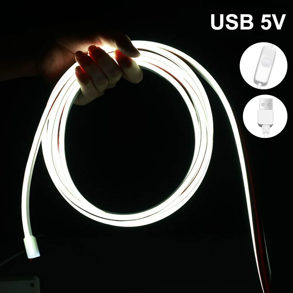 

5V USB Led Neon Strip Light IP65 Waterproof with 3M Tape DIY Home Decor White Warm Blue Yellow 120led/m 2835 Flexible LED Light