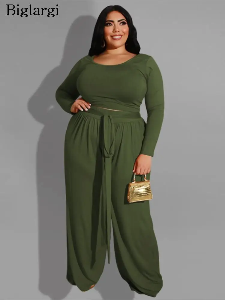 

Женский осенний комплект из 2 предметов, облегающие Модные женские укороченные топы с длинным рукавом, повседневные Свободные плиссированные женские длинные брюки 2023