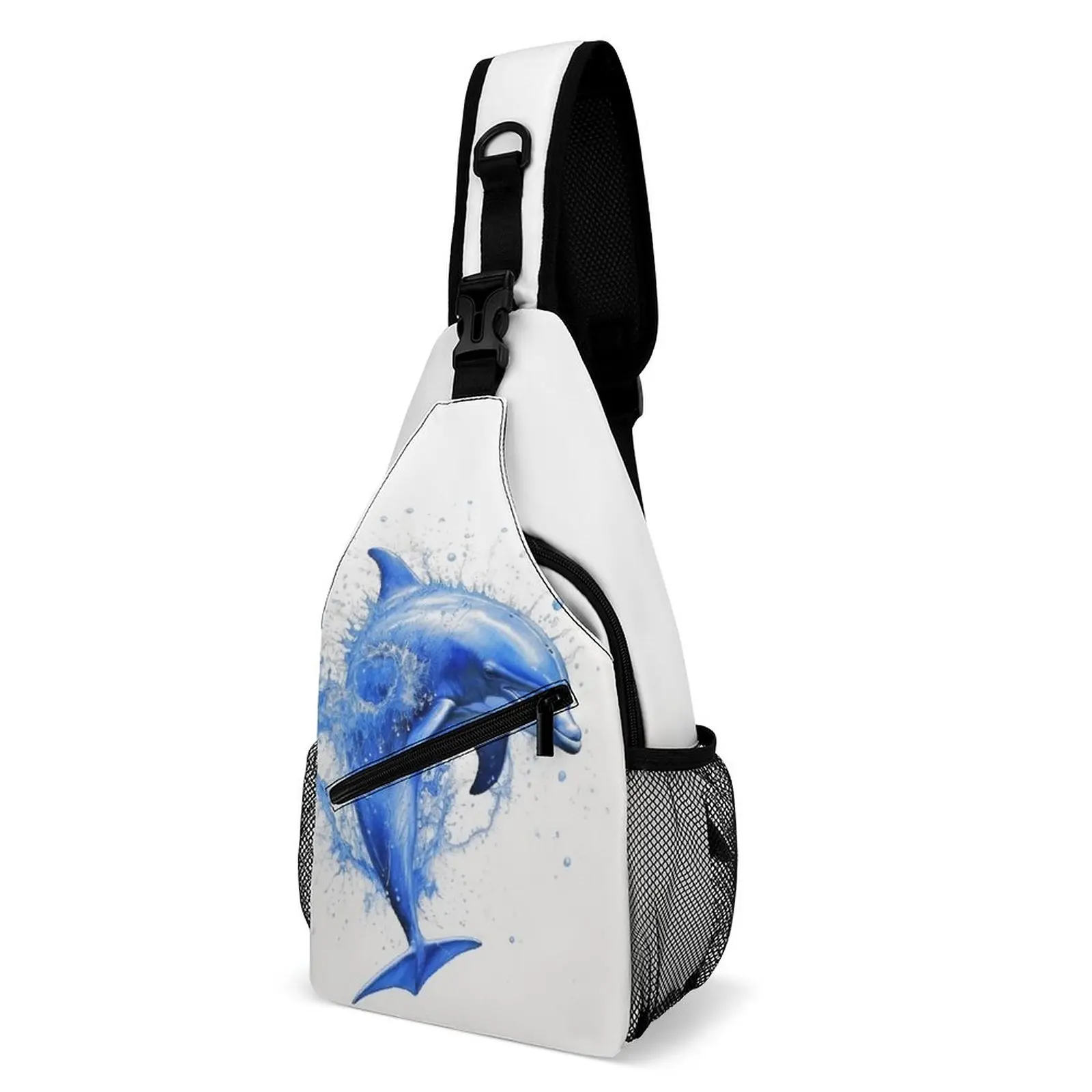 

Нагрудные сумки с дельфином для мужчин, мотоциклетная сумка на плечо с подробным рисунком чернил, стильная маленькая сумочка для телефона, мотоциклетные слинг-сумки