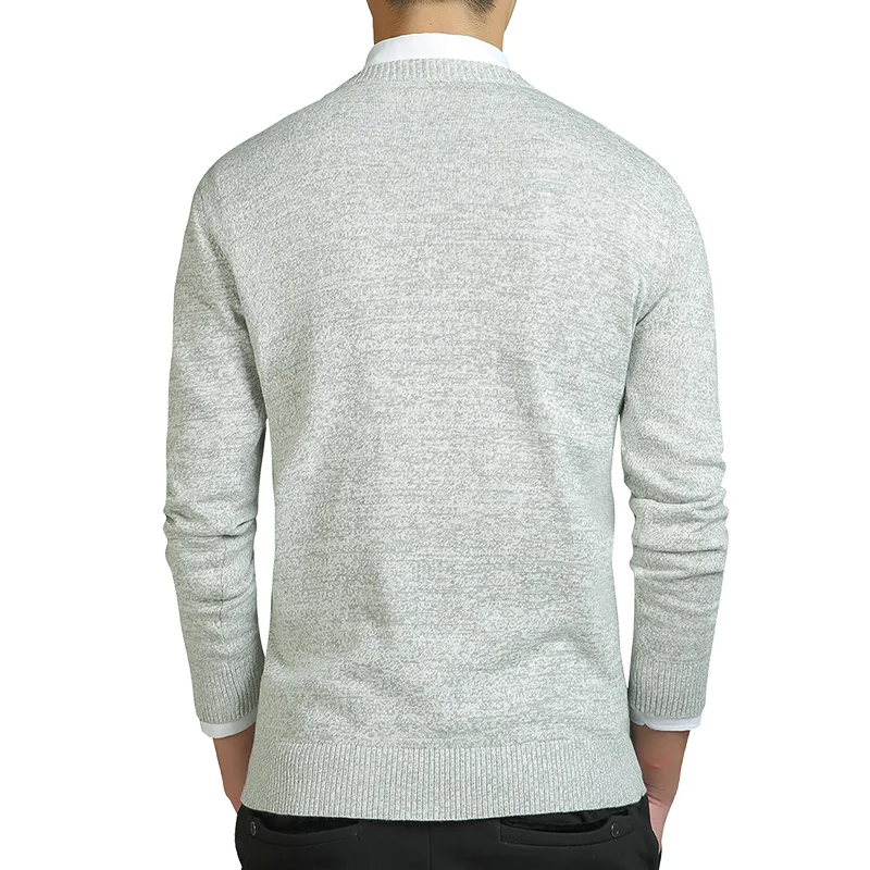 Men's Sweater Solid Pullover 100%Cotton Jumpers For Seasons Comfort Wear Knitted Fashion O-Neck Male Clothing Size S to 2XL |