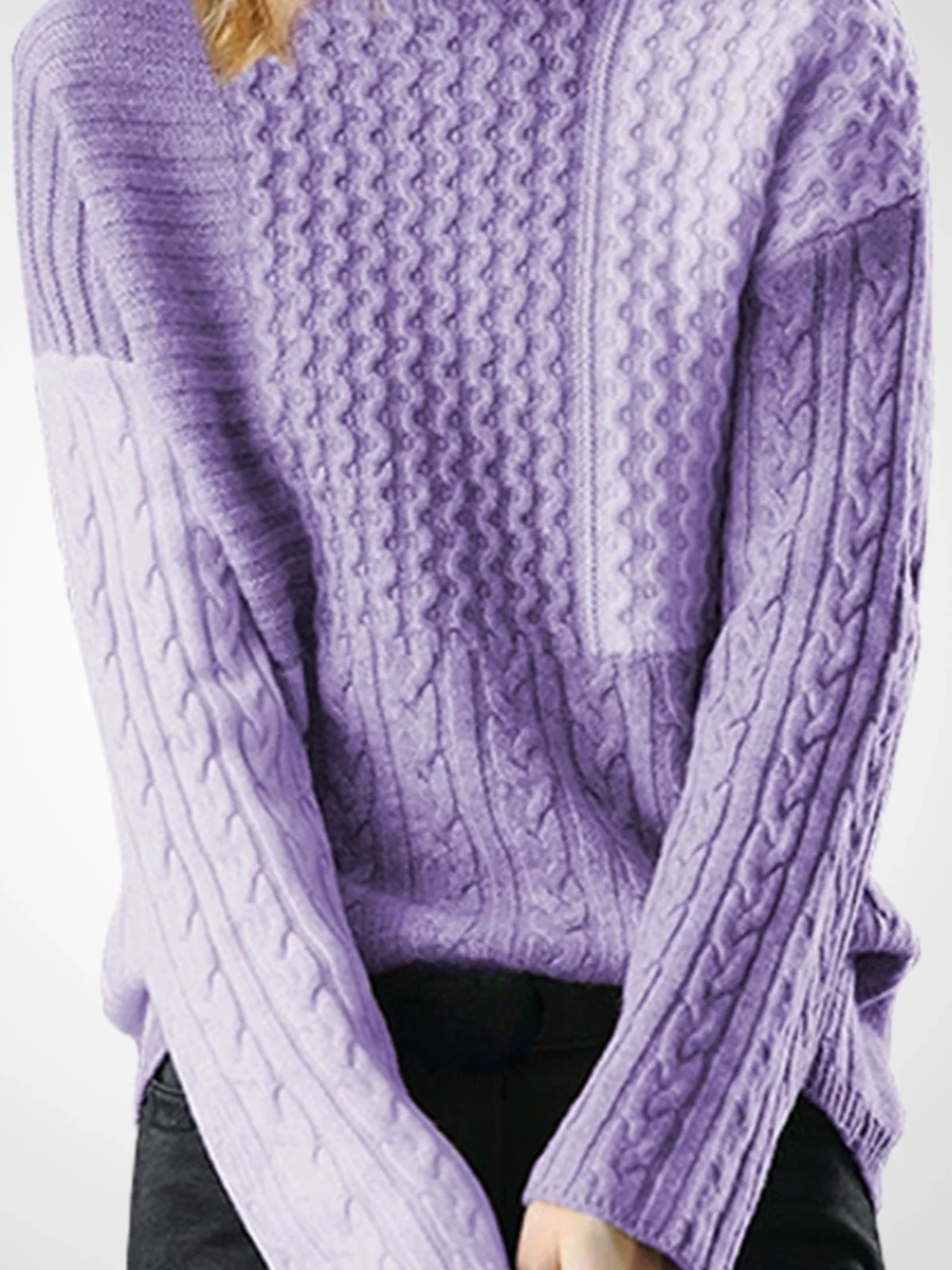 Модный ретро фиолетовый водолазка с поворотным пуловером женский свитер 2024