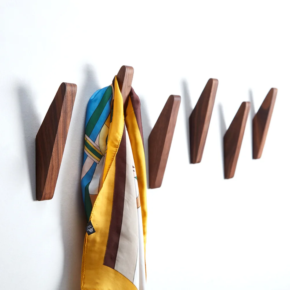 

Natural Wood Clothes Hanger Wall Mounted Coat Hook Vintage Decorative Key Holder Hat Scarf Handbag Storage Hanger Bathroom Rack