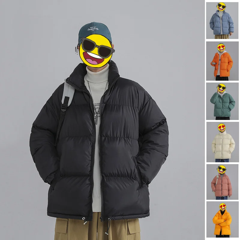 

Winter New Men Solid 2023 Puffers Coat Korean Couple Harajuku Hip Hop Loose High Street Casual All-match Thicken Warm Jackets