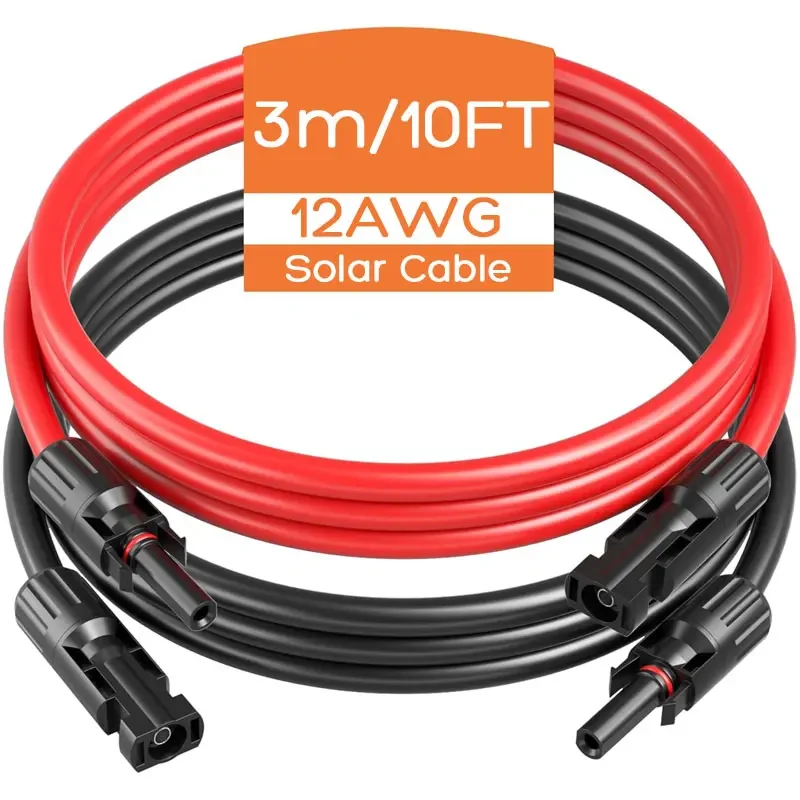 Фото Соединительный кабель солнечной панели 3 м/10 футов 12AWG между мужчинами и женщинами для автофургонов/крышей/лодок/автомобилей Солнечный генератор Фотоэлектрическая система и т. д. №1