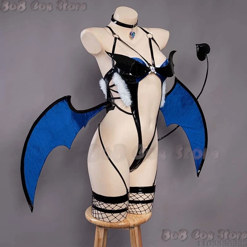 Ganyu Succubus сексуальный демон косплей костюм игра Genshin Impact черный комбинезон крыло