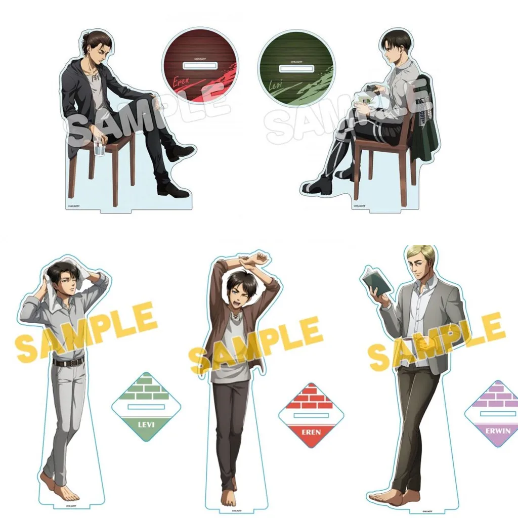 

Anime Attack on Titan Action Figure Doll Levi Ackerman Erwin Smith Eren Yeager Acrylic Stand Model Plate Cosplay Toy for Gift