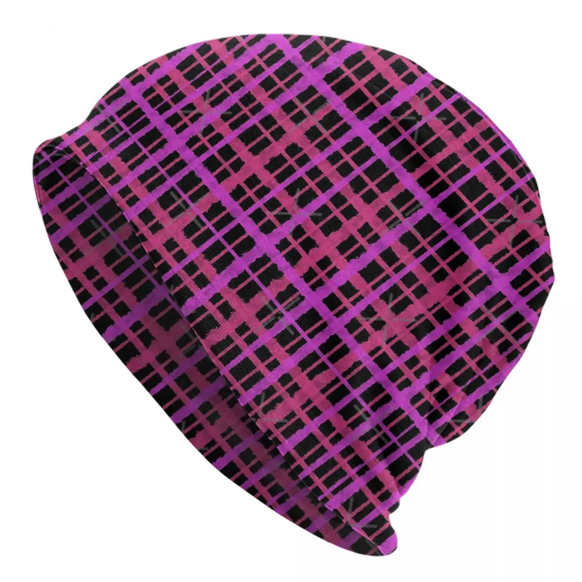 

Retro Painted Plaid Pattern Black Men's Caps Hat For Woman Women Turbans Portable Classic Check Cool Minimalist Stripes Durable