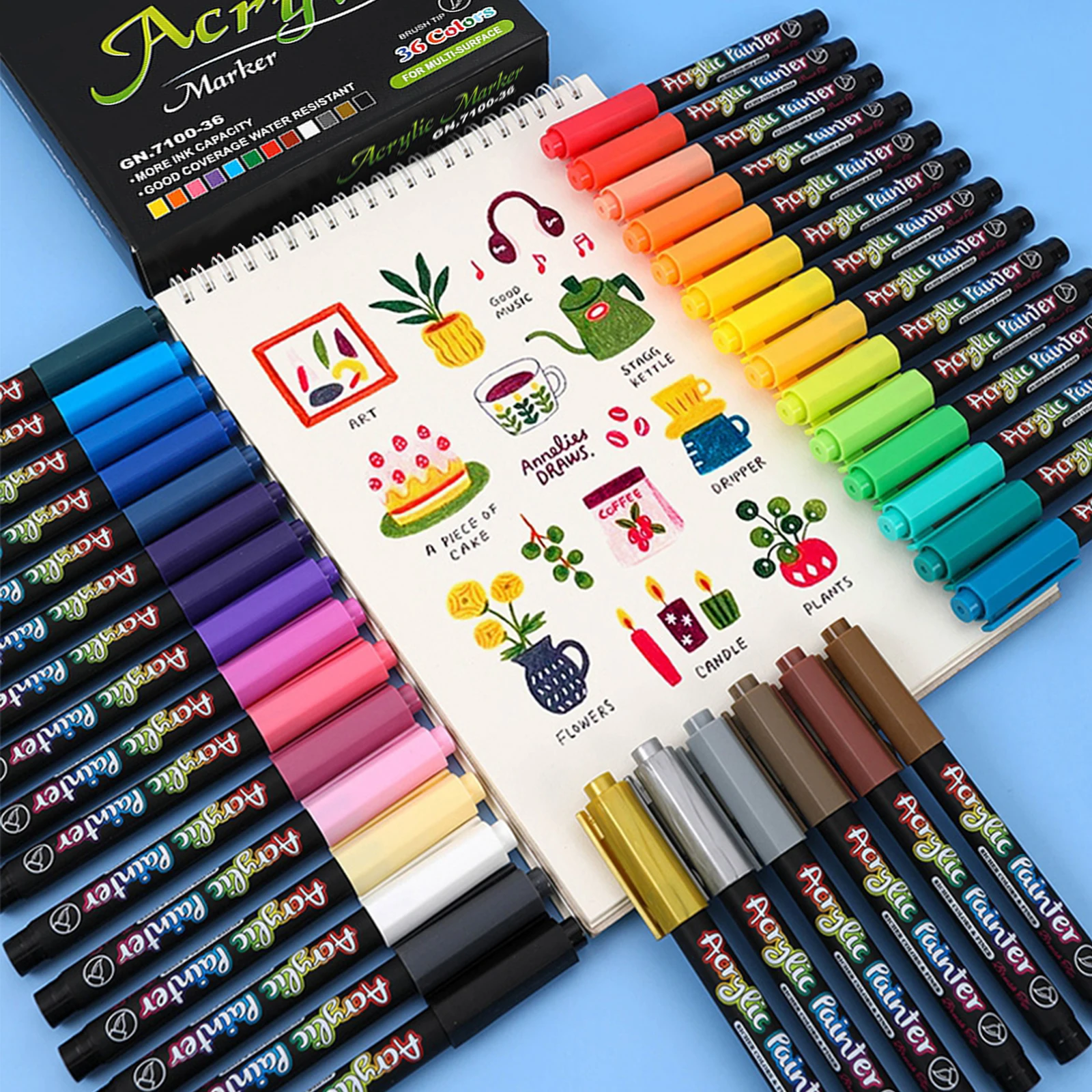 

Acrylic Paint Pens,36 Colors Waterproof Acrylic Paint Markers Pens Set for Rock Painting, DIY Craft Projects, Ceramic, Glass,