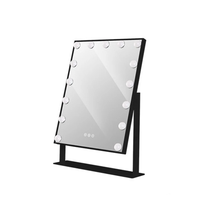 

US Plug LED Live Mirror 15 Lights Standing Folding Vanity Mirror Compact Cosmetic Mirror With Touch Dimmer Switch