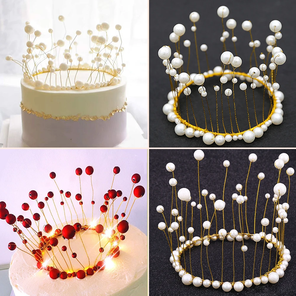 

Artificial Pearl Crown Cake Topper Home Restaurant Baby Shower Birthday Party Decor Supplies cake topper birthday decoration