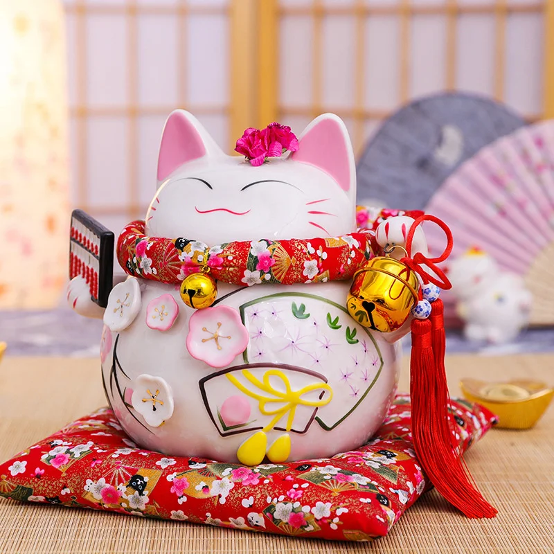 

inch 8 ceramic plain color lucky cat ornaments shop opening gifts home savings piggy bank