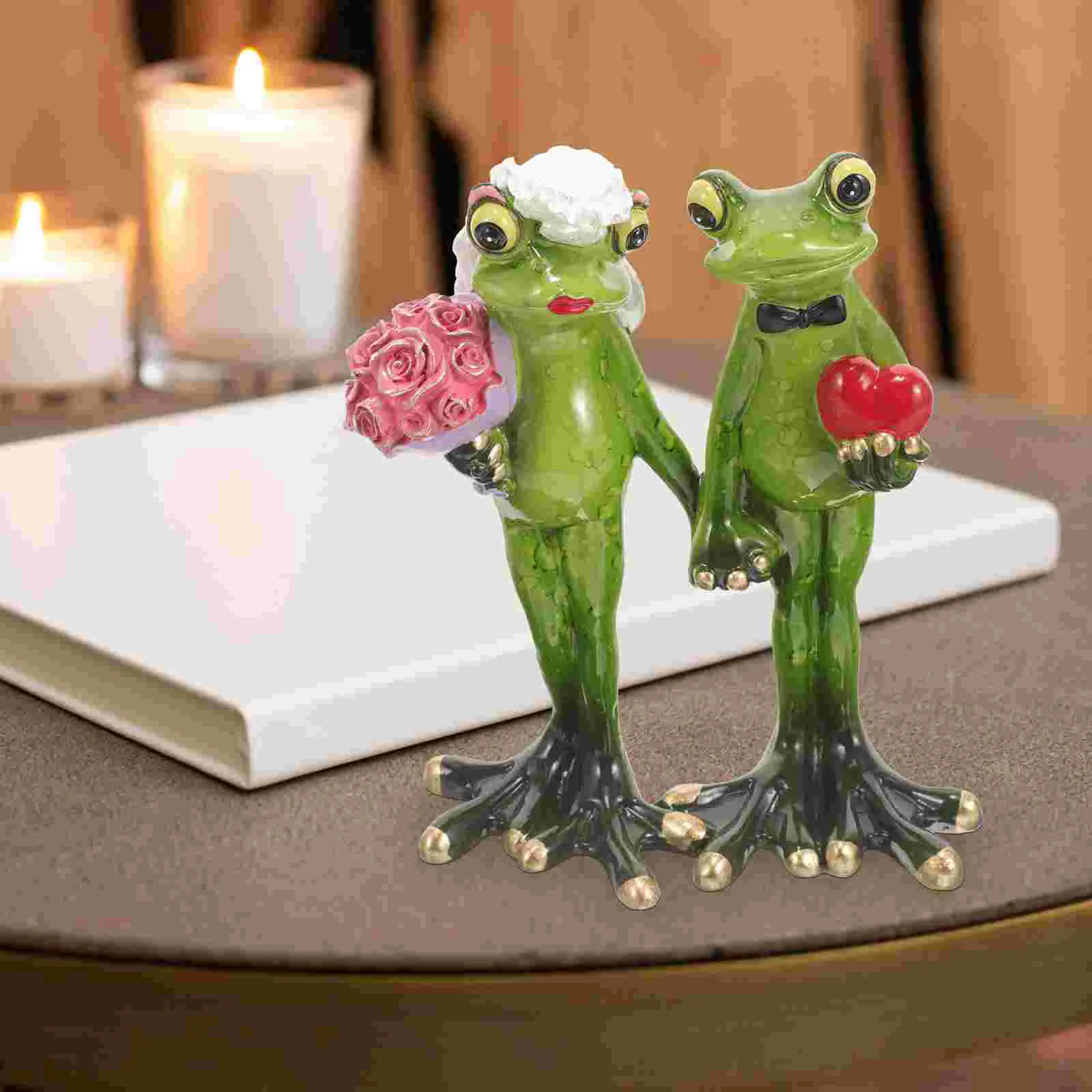 

Crafts Frog Ornaments Landscape Table Centerpiece Animal Couple Frog-shape Statue Outdoor Decor Lovers