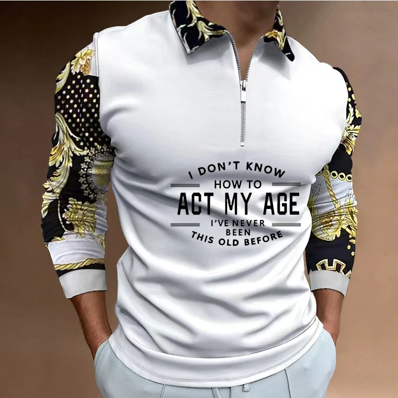 

Spring new products Men's long-sleeved Polo shirt lapel zipper horse jersey top street wear casual fashion Polo shirt large size
