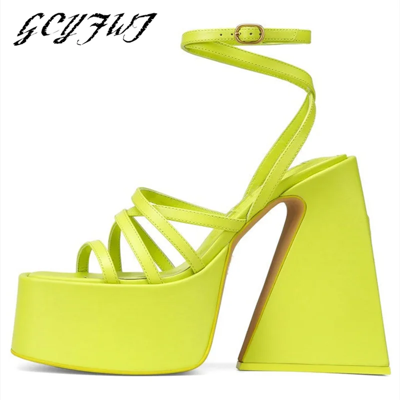 

Summer New Brand Women Pumps Women's Square Toe Platform Thick Heel Large Size Catwalk Sandals Casual Dress Party Female Shoes