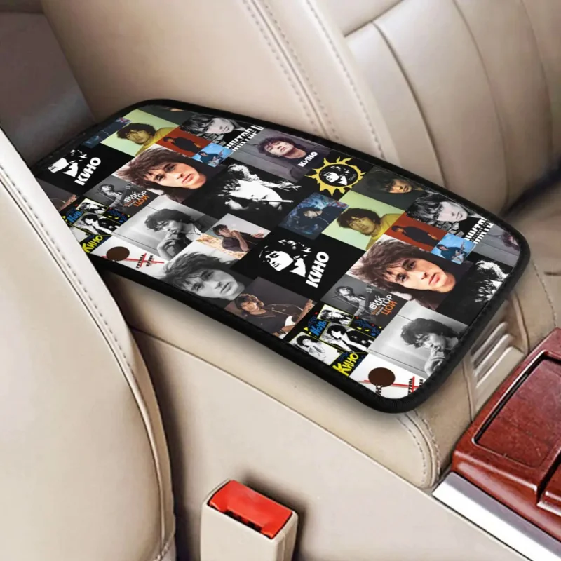 

Viktor Tsoi Kino Rock Car Armrest Cover Mat Non-Slip Center Console Cover Mat Car Interior Accessories Storage Box Pad