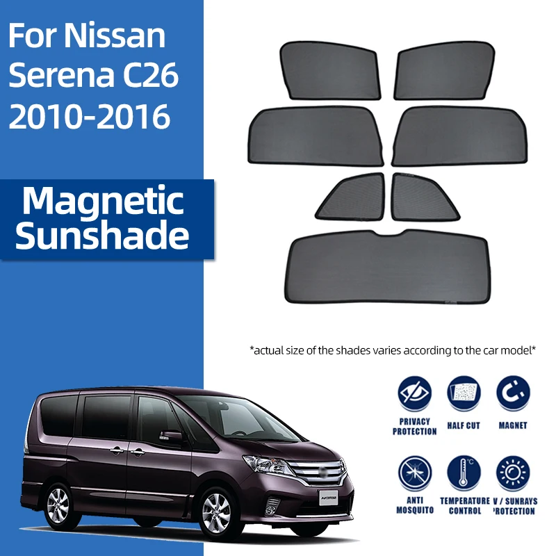 

For Nissan SERENA C26 4th 2010-2016 Front Rear Windshield Car Sunshade Side Window Blind Sun Shade Magnetic Visor Mesh Curtains