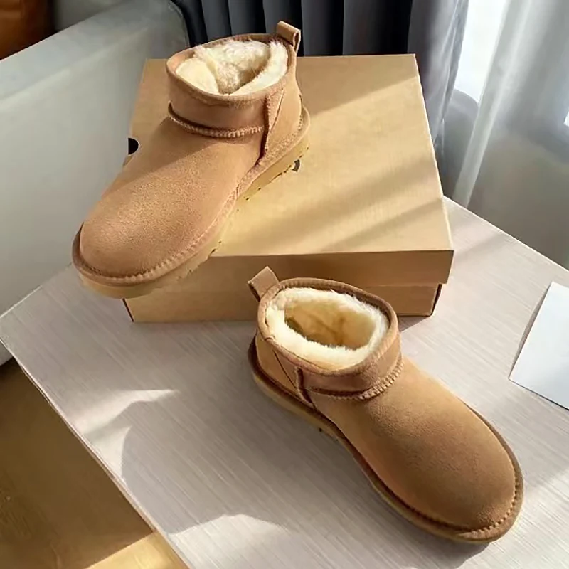 Зимние ботинки женские Tazz Platform Ultra Mini 2024 новые зимние короткие из овчины шерсти