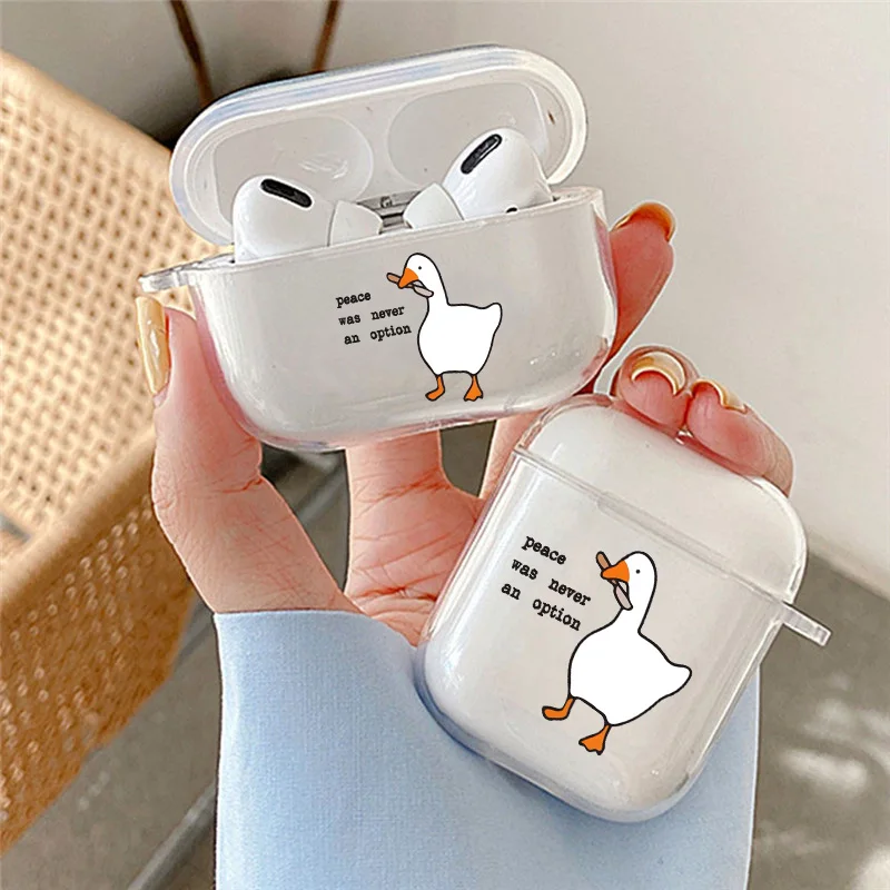 Фото Чехлы для наушников с милой мультяшной уткой для Airpods 4th 2 1 3 Pro 3, чехол для наушников Apple Air Pods Pro Airpods3 Clear Shell Fundas №1