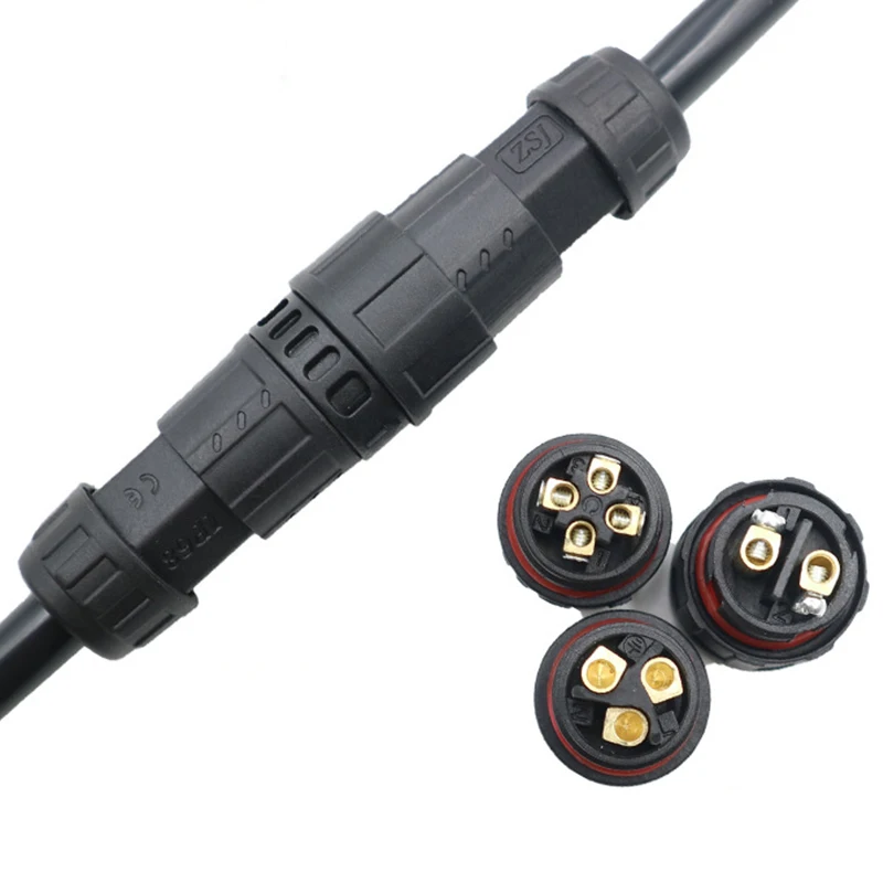 

M19 Waterproof Connector Electrical Cable Connector Screw Locking Plug Socket Conector 2 3 4Pin 7-10.5mm Cable Junction Box