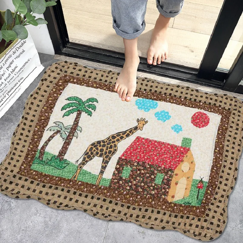 

Cotton Quilted Entrance Door Mats Anti-skid Bathroom Rug Carpets for Living Room Hallway Kitchen Floor Mat Pet Mat Machine Wash