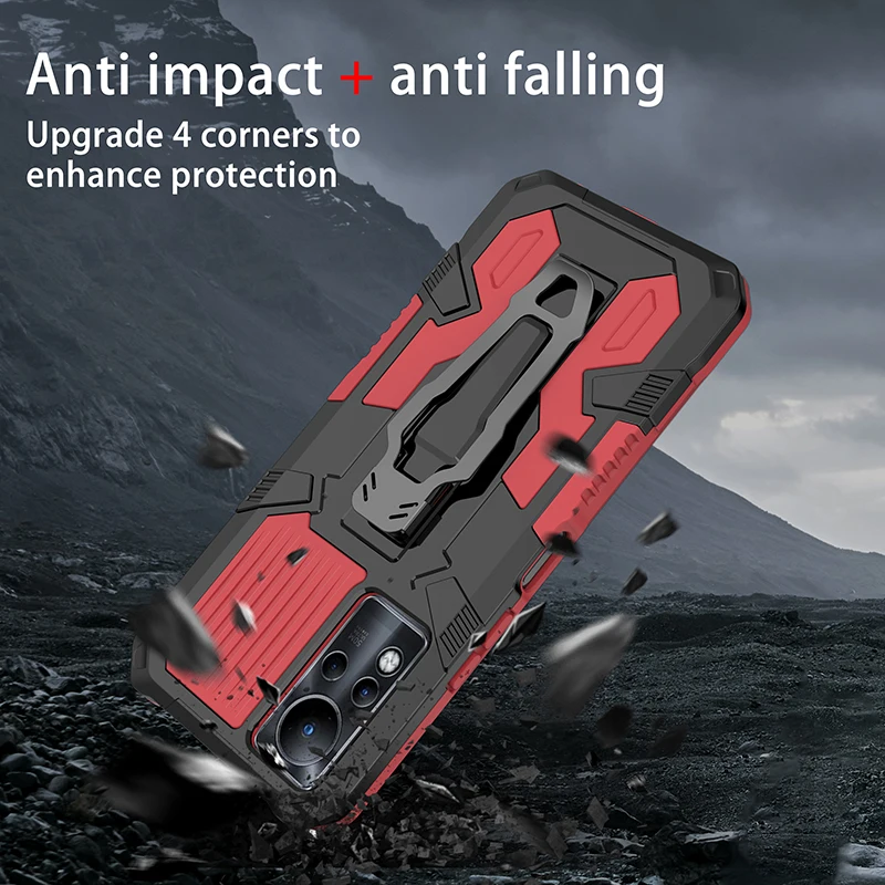 shockproof protective cover for lnfinix hot11s nfc 10s 9 11play back clip kickstand phone case for note7 lite 10 pro smart6 5 4 free global shipping