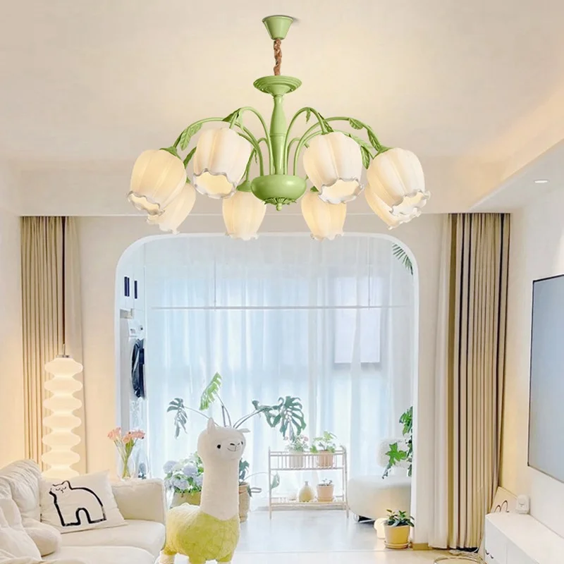

Simple Pastoral Style Living Room Ceiling Lamp Modern Flower Bedroom Dining Study Chandelier Creativity Indoor Decoration Lamps