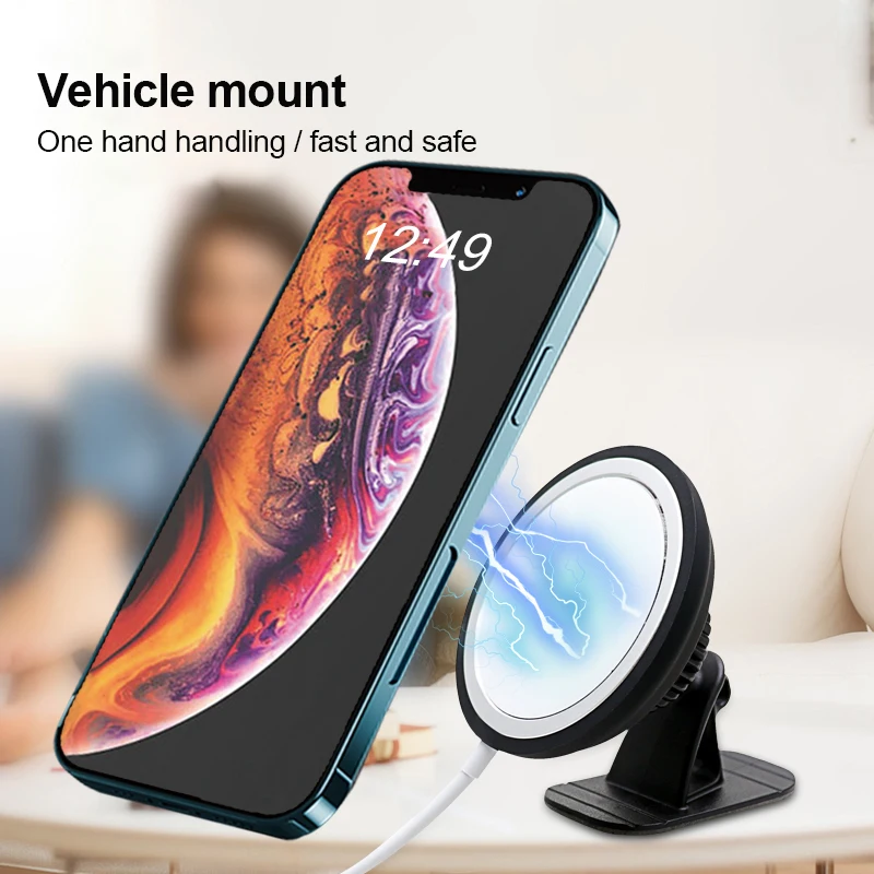 

Firm Charger Cradle Stand Black Car Phone Holder Durable Car Wireless Chargers Stable Car Supplies For IPhone Multifunctional